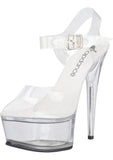6in. Clear Platform Sandal with Strap - Clear/White - Size 13