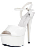 6in. White Platform Sandal with Strap - White - Size 7