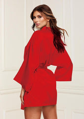 All Satin Robe - Red - One Size