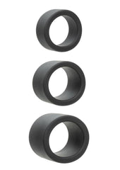 Alpha Liquid Silicone Cock Ring Endurance - Black - 3 Piece/Set