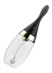 Anal Adventures Platinum Aqua Jet Rechargeable Silicone Anal Douche with Remote - Black/Clear