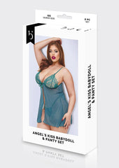 Angel's Kiss Babydoll and Panty Set-Grn-Q