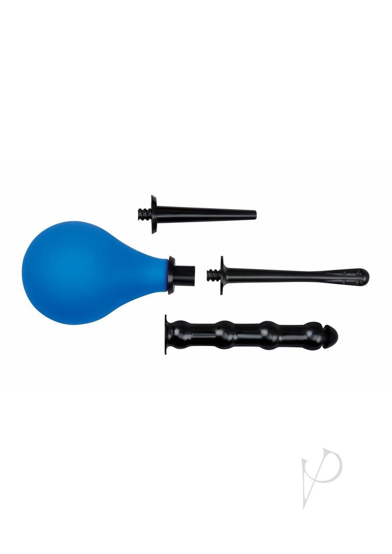 Aquaclean 220ml Douche with Interchangeable Nozzle - Black/Blue - 4 Piece
