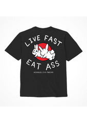 Assholes Live Forever Live Fast Eat Ass T-Shirt - Black - Small