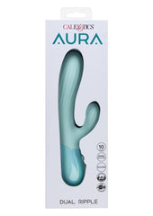 Aura Dual Ripple Rechargeable Silicone Rabbit Vibrator - Blue