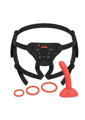 B Vibe Beginner Strap-On Harness Set with Silicone Dildo Peg - Orange - 5in