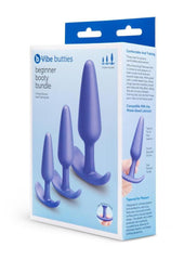 B-Vibe Butties Beginner Booty Bundle Silicone Anal Plug - Blue - 3 Piece/Set
