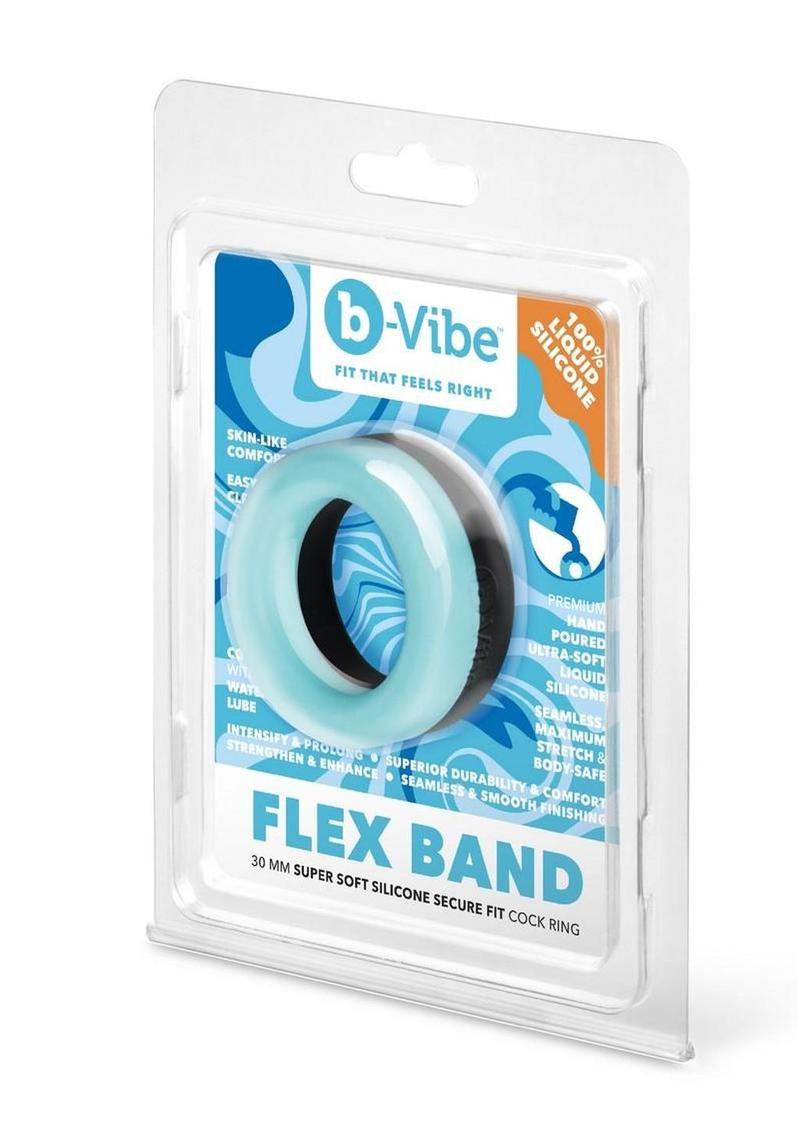 B-Vibe Flex Band Silicone Cock Ring - Blue - 30mm