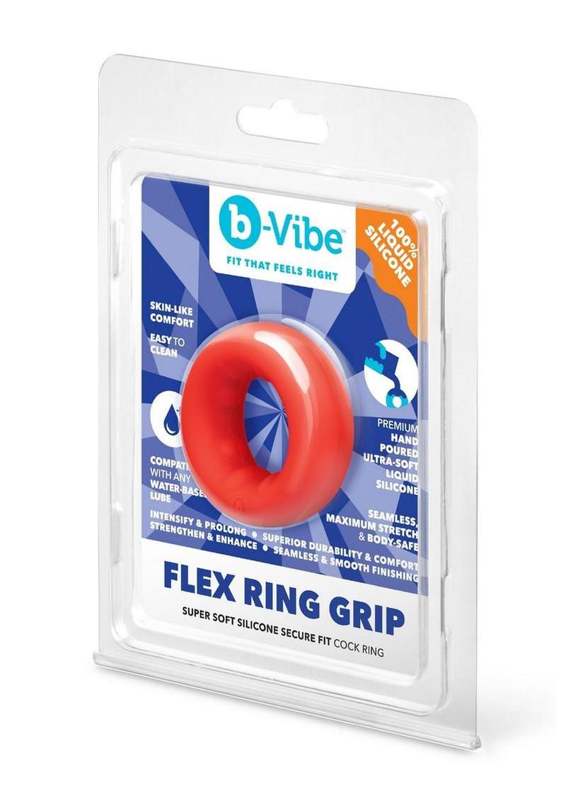 B-Vibe Flex Ring Grip Silicone Cock Ring - Red