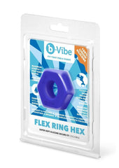 B-Vibe Flex Ring Hex Silicone Cock Ring - Blue