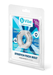 B-Vibe Stretch Tech Bolt Ultra Stretchy Cock Ring - Clear