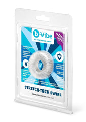 B-Vibe Stretch Tech Swirl Ultra Stretchy Cock Ring - Clear