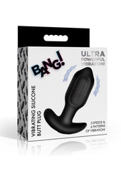 Bang! Bumpy Vibrating Rechargeable Silicone Butt Plug - Black