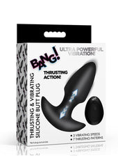 Bang! Thrusting and Vibrating Rechargeable Silicone Butt Plug - Black