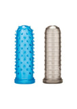 Blue Line Anal Stimulating Finger Sleeves - Black/Blue - 2 Pack