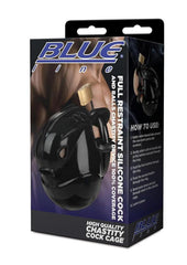 Blueline Full Restraint Silicone Cock and Balls Chastity Device 100% Coverage - Black