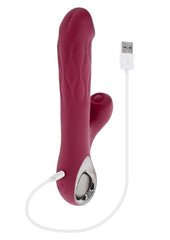 Bursting with Pleasure Rechargeable Silicone Inflatable Dual Rabbit Vibrator