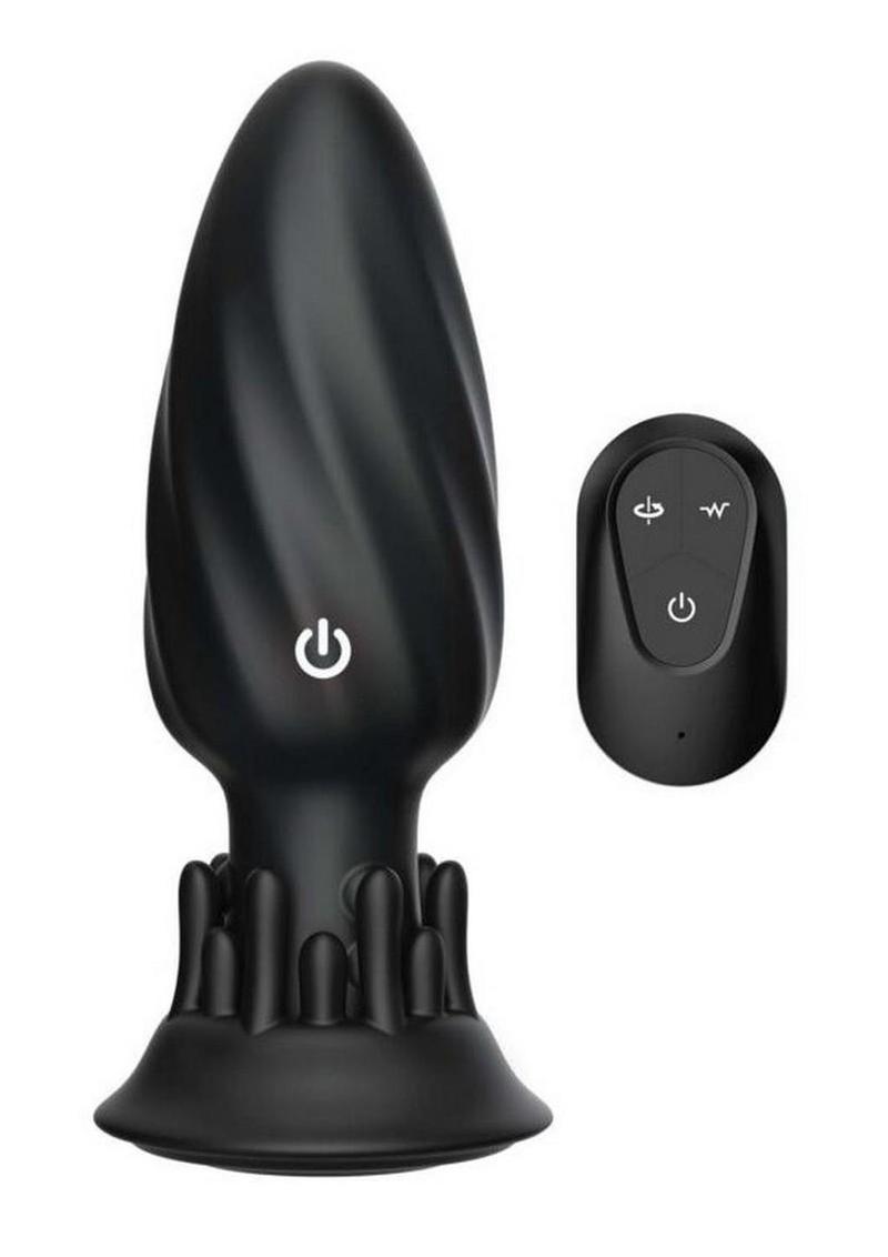 Butts Up Rotating Spiral Rechargeable Silicone Plug - Black