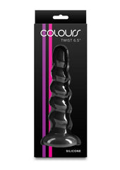 Colours Twist Silicone Dildo with Suction Cup - Black - 6.5in