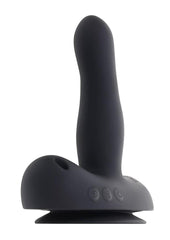 Come Closer Rechargeable Silicone Strap-On Vibrator with Remote - Black