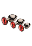 Creature Cocks Red Eye Metal Butt Plug - Black/Metal/Red - 3 Piece/Set