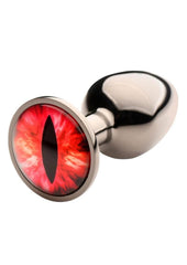Creature Cocks Red Eye Metal Butt Plug - Black/Metal/Red - Small