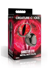 Creature Cocks Red Eye Metal Butt Plug - Black/Metal/Red - Small