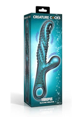 Creature Cocks Vibropus Rechargeable Silicone Rabbit Vibrator - Emerald