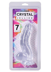 Crystal Jellies Curved Realistic Cock with Balls - Clear - 7in