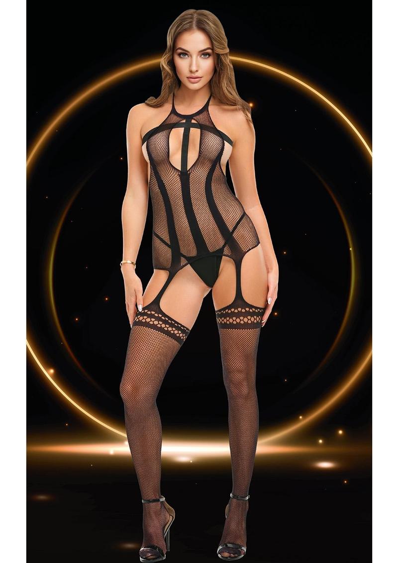 Eclipse Halter Bodysuit-Blk-Os - Black