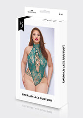 Emerald Lace Bodysuit-Green-Q