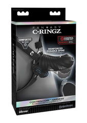 Fantasy C-Ringz Controlcore Harness Remote Control Vibrating Rechargeable Silicone Cock Blocker - Black