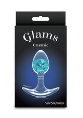 Glams Cosmic Silicone Anal Plug - Blue/Clear - Small