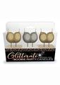 Glitterati Boobie Party Candles - Black/Gold - 5 Per Set