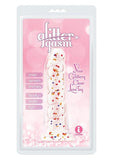 Glittergasm Swirl Clear Dildo with Suction Cup - Orange/Red/Golden Glitter - Gold/Orange/Red