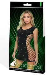 Glowing Gems Fencenet Mini Dress-Glow In The Dark-Os