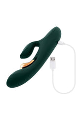 Golden Goddess Rechargeable Silicone Vibrator with Clitoral Stimulator
