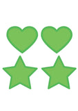 Green Glow In The Dark Hearts and Stars - Glow In The Dark/Green