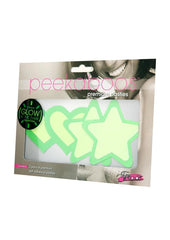 Green Glow In The Dark Hearts and Stars - Glow In The Dark/Green