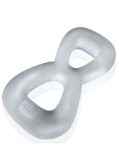 Hunkyjunk Boomerang Silicone Double-Ring Cockring and Nut-Tugger - Clear Steam