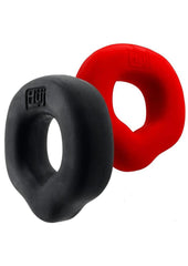 Hunkyjunk Fit Grips Ergo-Fit Silicone Cockrings - Black/Red - 2 Pack