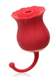 Inmi Bloomgasm Royalty Rose Rechargeable Silicone Textured Suction Clitoral Stimulator - Red