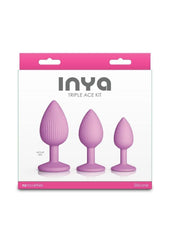 Inya Triple Ace Kit Silicone Lube Channel Anal Plugs - Pink - 3 Piece