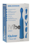 iVibe Select iQuiver Silicone Massager - Blue/Periwinkle - 7 Piece Kit