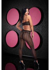 Jacquard Crop Top and Pants - Black - One Size - Set