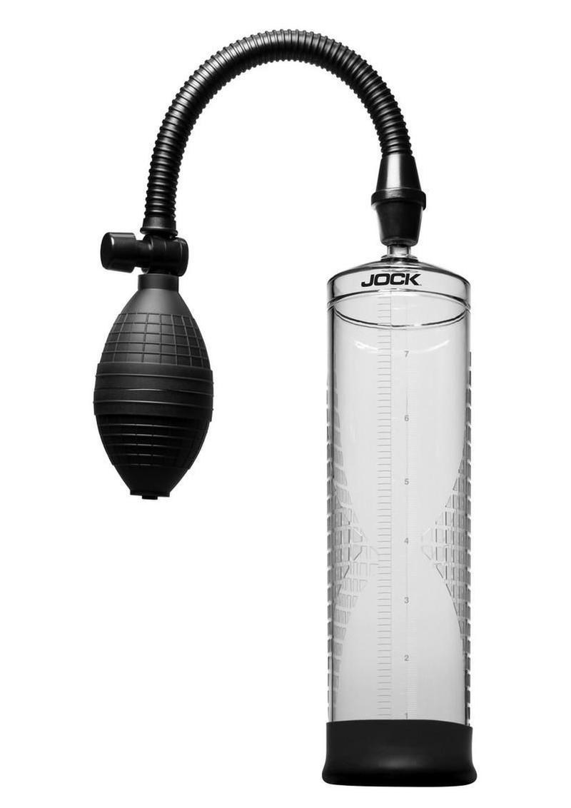 Jock Amp Up Penis Pump with Bulb - Black/Clear