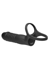 Jock Double Thrust Thrusting and Vibrating Double Penetration Rechargeable Silicone Cock Ring W/ Remote