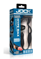 Jock Hype Max Thrusting and Vibrating Rechargeable Silicone Anal Plug with Cock Ring - Black