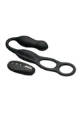 Jock Hyper Thrusting and Vibrating Rechargeable Silicone Anal Plug with C-Ring - Black