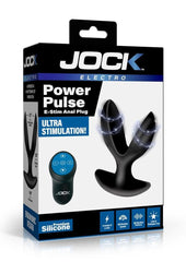Jock Power Pulse E-Stim Anchor Silicone Anal Plug with Remote Control - Black
